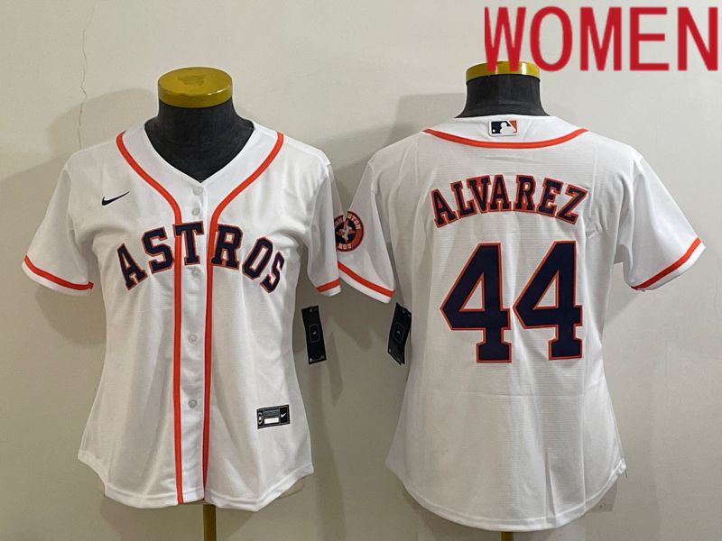 Women Houston Astros 44 Alvarez White Game Nike 2022 MLB Jerseys